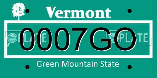 0007GO Vermont License Plate