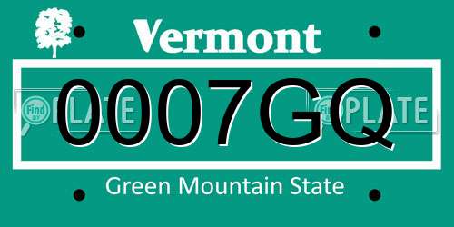 0007GQ Vermont License Plate