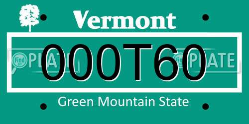 000T60 Vermont License Plate