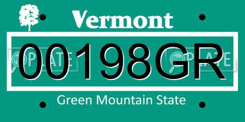 00198GR Vermont License Plate