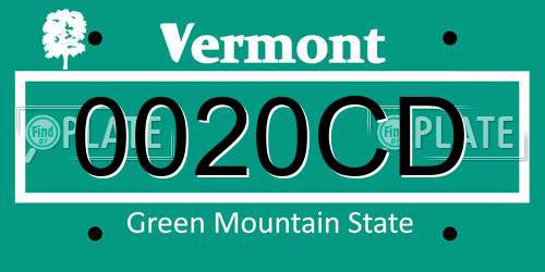 0020CD Vermont License Plate