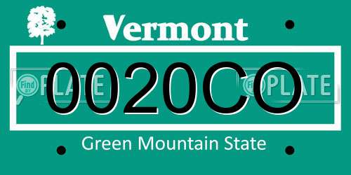 0020CO Vermont License Plate