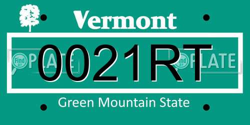 0021RT Vermont License Plate