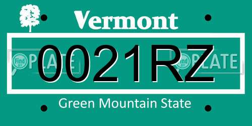0021RZ Vermont License Plate