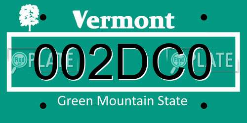 002DC0 Vermont License Plate