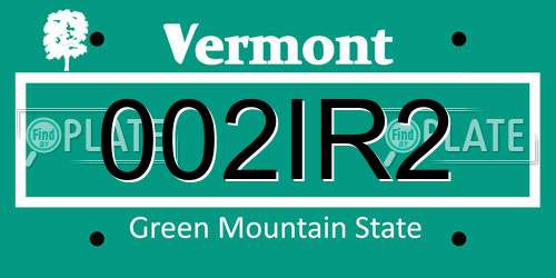 002IR2 Vermont License Plate