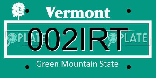002IRT Vermont License Plate