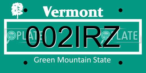 002IRZ Vermont License Plate