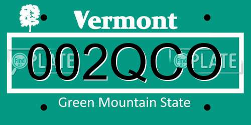 002QCO Vermont License Plate