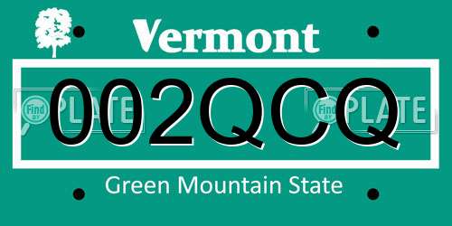 002QCQ Vermont License Plate