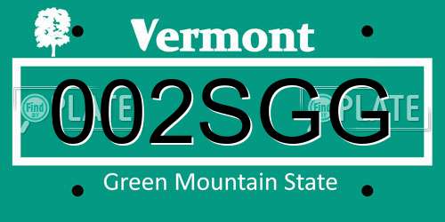 002SGG Vermont License Plate