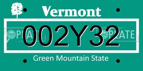 002Y32 Vermont License Plate