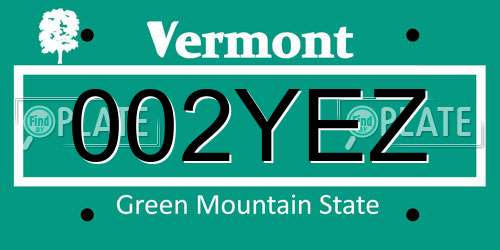 002YEZ Vermont License Plate