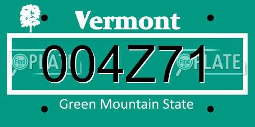 004Z71 Vermont License Plate