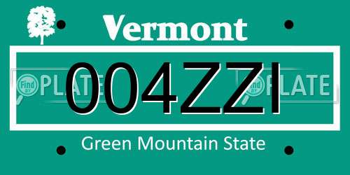004ZZI Vermont License Plate