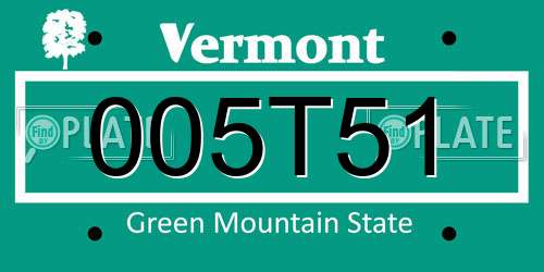 005T51 Vermont License Plate