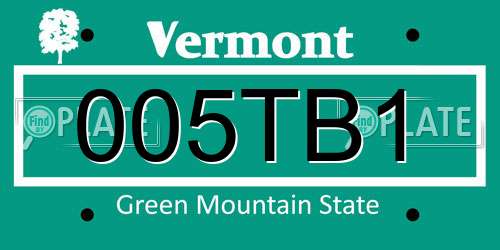 005TB1 Vermont License Plate