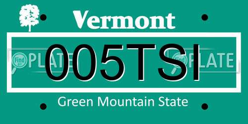 005TSI Vermont License Plate