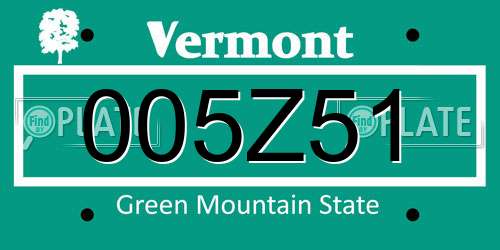005Z51 Vermont License Plate