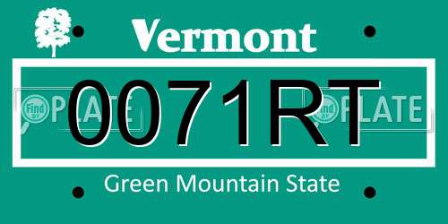 0071RT Vermont License Plate