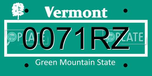 0071RZ Vermont License Plate