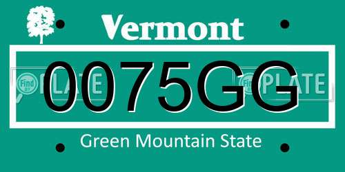 0075GG Vermont License Plate