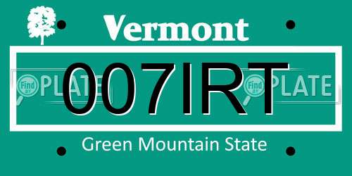 007IRT Vermont License Plate