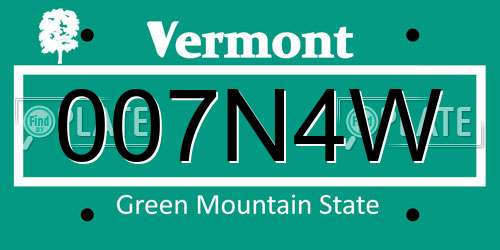 007N4W Vermont License Plate