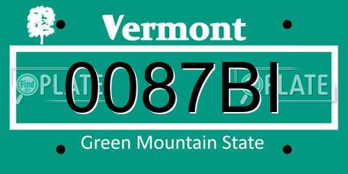 0087BI Vermont License Plate