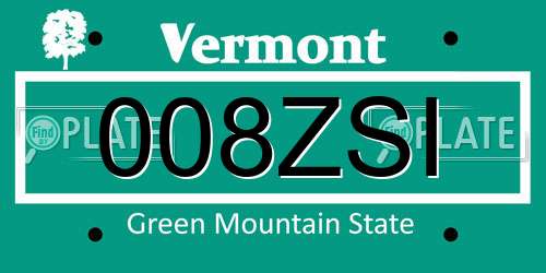 008ZSI Vermont License Plate