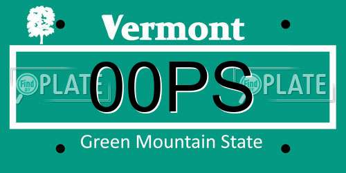 00PS Vermont License Plate