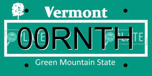 00RNTH Vermont License Plate
