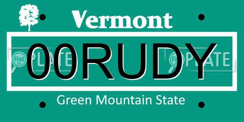 00RUDY Vermont License Plate