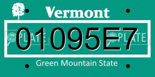 01095E7 Vermont License Plate