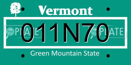 011N70 Vermont License Plate