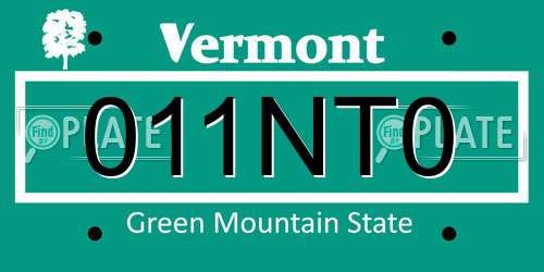 011NT0 Vermont License Plate