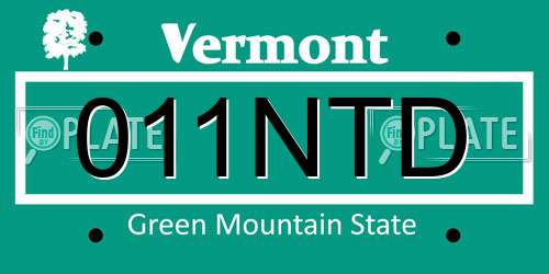 011NTD Vermont License Plate