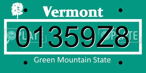 01359Z8 Vermont License Plate