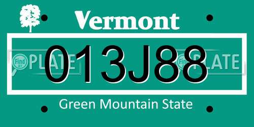 013J88 Vermont License Plate