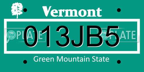 013JB5 Vermont License Plate