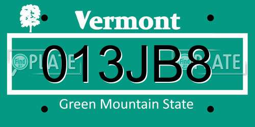 013JB8 Vermont License Plate