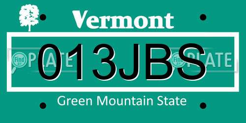 013JBS Vermont License Plate