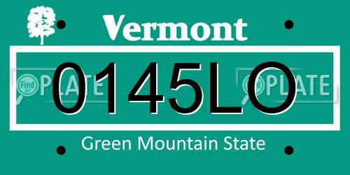 0145LO Vermont License Plate