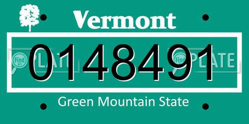 0148491 Vermont License Plate