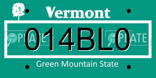 014BL0 Vermont License Plate
