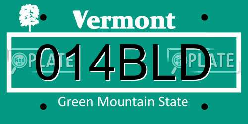 014BLD Vermont License Plate