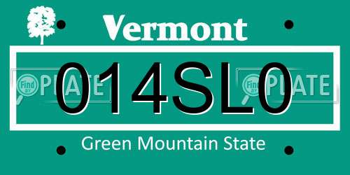 014SL0 Vermont License Plate