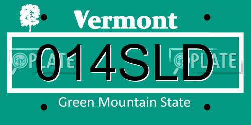 014SLD Vermont License Plate