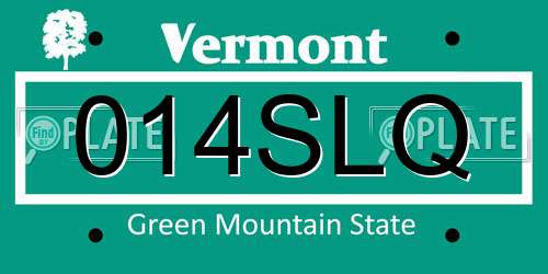 014SLQ Vermont License Plate