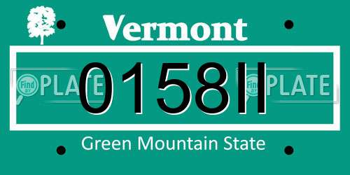 0158II Vermont License Plate